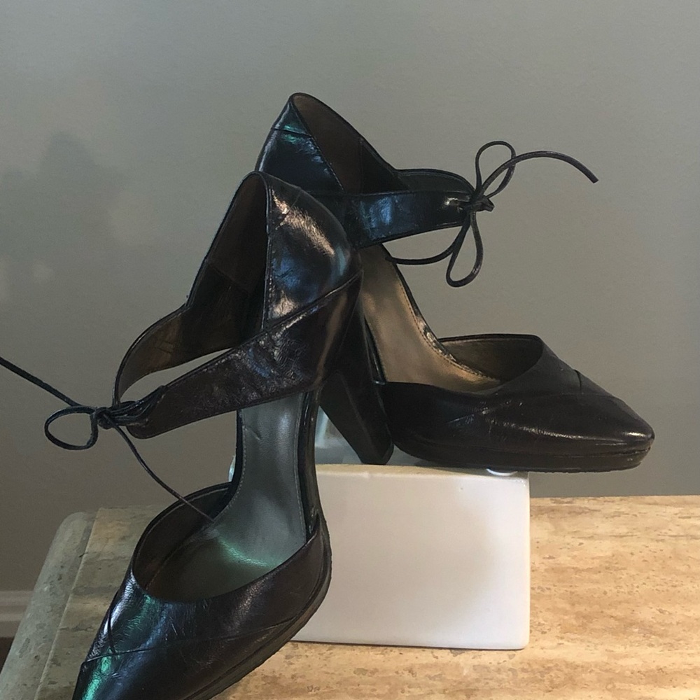 Designer Calvin Klein black leather heels